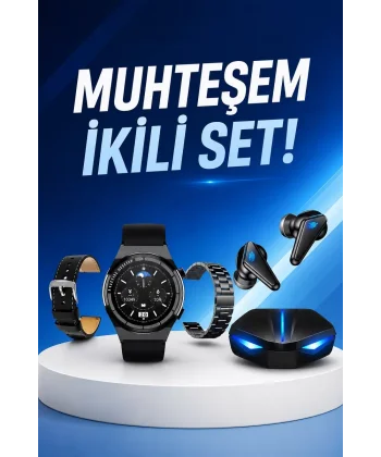 Kablosuz Bluetooth Bağlantılı Kulaklık ve Dokunmatik Ekran Akıllı Saat Arama Cevaplama