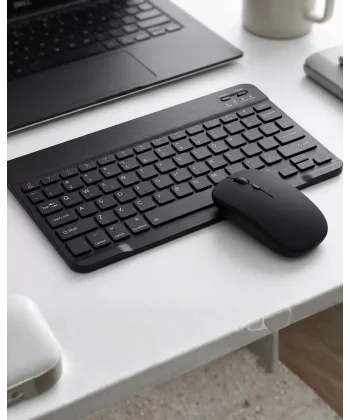 Kablosuz Bluetooth Klavye Mouse Seti Wireless Sessiz İnce Tasarım Çoklu Uyumlu