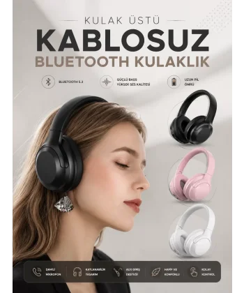 Kablosuz Bluetooth Kulaklık ANC/ENC Destekli Kulak Üstü Yüksek Ses Kaliteli