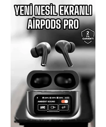 Kablosuz Bluetooth Kulaklık Ekranlı Uzun Şarj Süreli ANC Destekli