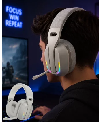 Kablosuz Bluetooth Kulaklık RGB Işıklı Mikrofonlu Stereo Kulaküstü Kulaklık