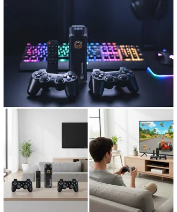 Kablosuz Gamepad Denetleyici Çift Sistem Retro Oyun Konsolu HDMI Uyumlu HD Çıkışlı