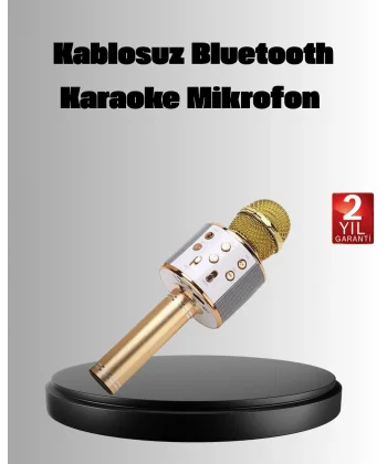 Kablosuz Karaoke Mikrofon USB AUX Destekli Parti ve Eğlence İçin