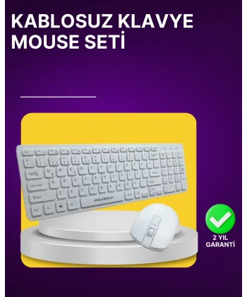 Kablosuz Klavye ve Mouse Seti - Ergonomik Tasarım Sessiz Kullanım Geniş Uyumluluk
