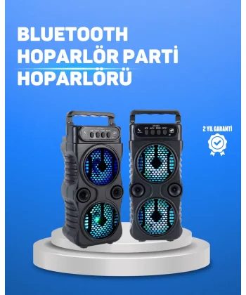 Kablosuz LED Işıklı Bluetooth Hoparlör – FM Radyolu Mikrofon Girişli