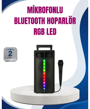 Kablosuz RGB Işıklı Bluetooth Hoparlör | Ev Parti ve Açık Hava Kullanımı
