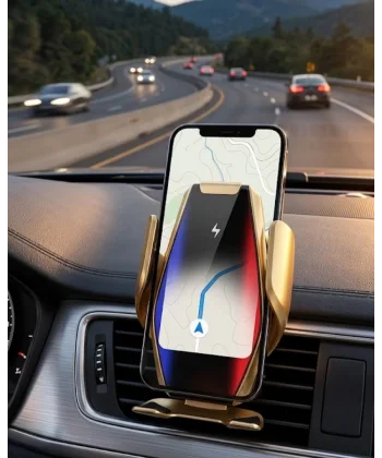 Kablosuz Şarjlı Araç Telefon Tutucu Sensörlü Otomatik Kilit 360 Derece Döner