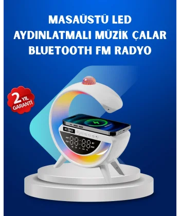 Kablosuz Şarjlı Dijital Saat RGB Işıklı Bluetooth Hoparlör Çok Fonksiyonlu