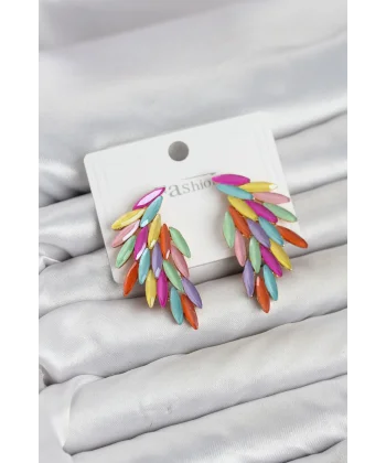 Karışık Renk Kristal Taşlı Kanat Küpe