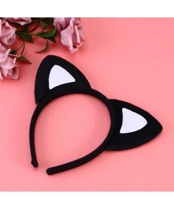 Kedi Kulak Taç Siyah İçi Beyaz Renk Pofuduk 15x17 Cm