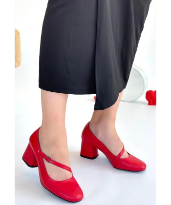 Kier Kırmızı Cilt Topuklu Ayakkabı