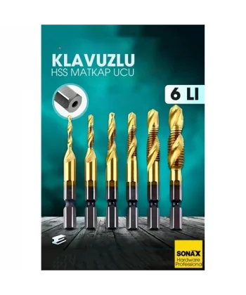 Kılavuzlu HSS Matkap Ucu 6lı SET M3-M10 Titanyum Kaplamalı