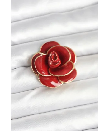 Kırmızı Gül Model Broş