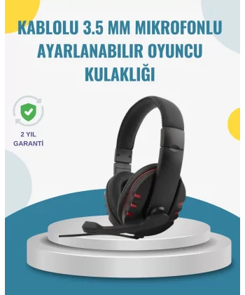 Kırmızı Kulaklık Stereo Mikrofonlu Dayanıklı Örgü Kablolu