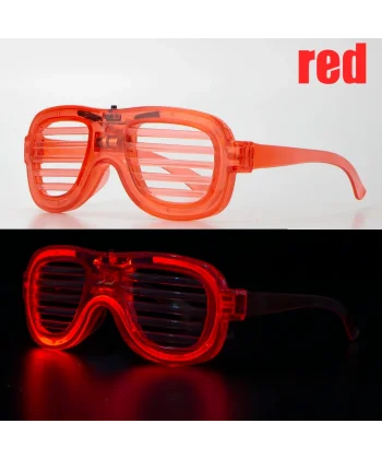Kırmızı Led Işıklı Parti Gözlüğü - Neon Glow Şerit Gözlük 3 Modlu