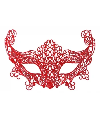 Kırmızı Renk Dantel Örgü İşlemeli Parti Maskesi Model 3