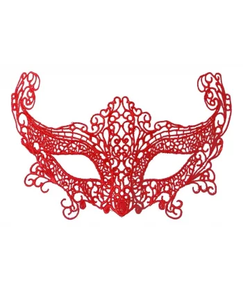 Kırmızı Renk Dantel Örgü İşlemeli Parti Maskesi Model 3