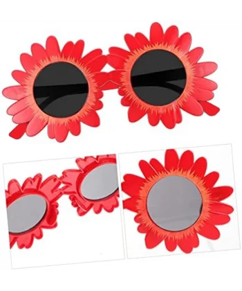 Kırmızı Renk Papatya Şekilli Parti Gözlüğü 18x10 Cm