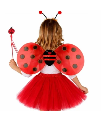 Kırmızı Uğur Böceği Ateş Böceği Kostüm Seti - (tütü, Kanat, Taç, Asa)