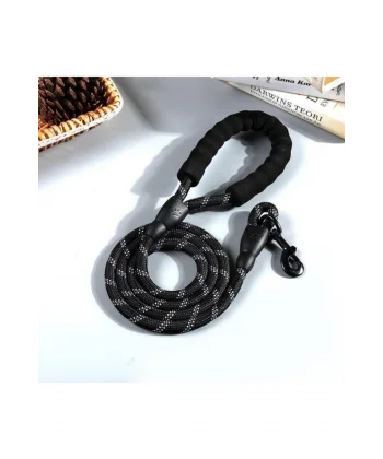 Köpekler İçin Gezdirme Tasması Reflektörlü 130 Cm Halat Orta Ve Büyük Boy Köpekler İçin Siyah