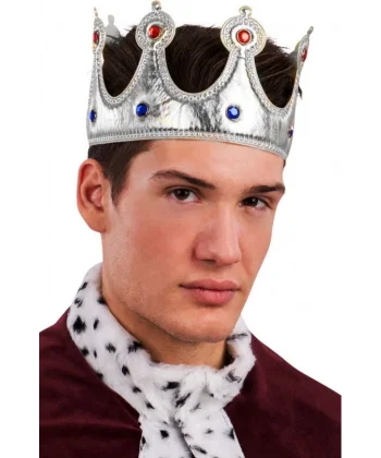 Kral Tacı Gümüş Renk Kumaş Malzeme Yetişkin Boy