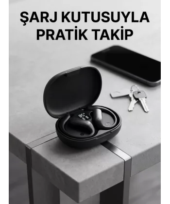 Kulak Kancalı Kablosuz Bluetooth Kulaklık Dijital Göstergeli Şarj Kutulu