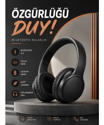 Kulak Üstü Bluetooth Kulaklık Ayarlanabiilir Uzun Pil Ömrü Kablosuz 5.0 Bluetooth