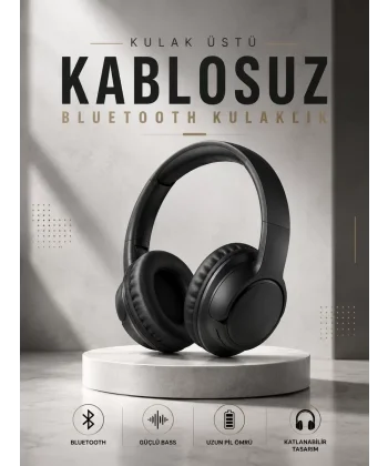 Kulak Üstü Kablosuz Bluetooth Kulaklık Yüksek Ses Kaliteli ANC Özelliği