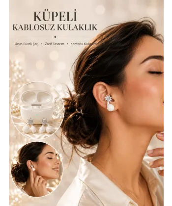 Küpeli Kablosuz Bluetooth Kulaklık Uzun Süreli Şarj Özellikli