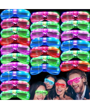 Led Işıklı Pilli Panjur Şekilli Rengarenk Yanıp Sönen Lüks Parti Gözlüğü Karışık 12 Adet
