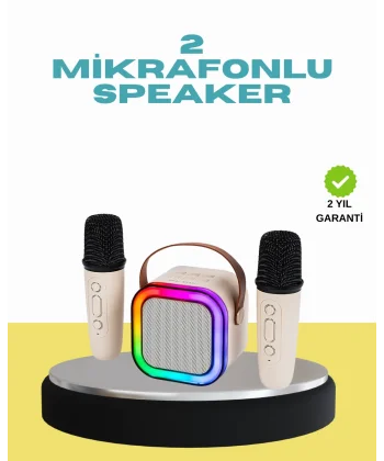 LED Işıklı Taşınabilir Karaoke Hoparlör – USB & AUX Girişli