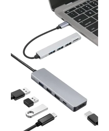 Macbook Pro/air Uyumlu USB Type-C 8 In 1 Hub Dönüştürücü Çevirici Çoklayıcı USB Hdmı Micro Sd 8 Girişli