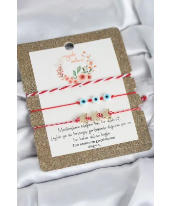 Marteniçka Bileklik 3lü Kelebek ve Nazar Boncuklu Model