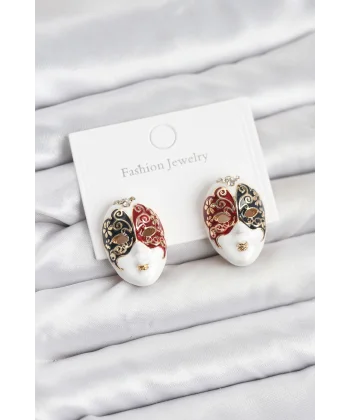 Maske Model Pirinç Kadın Küpe