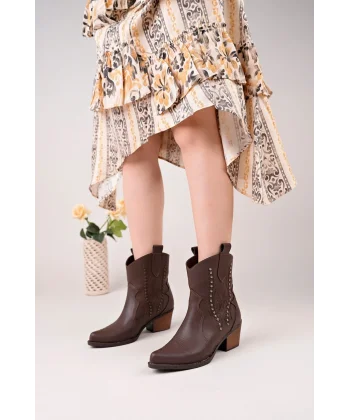 Matin Acı Kahve Cilt Topuklu Bot