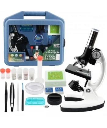 Mikroskop Taşınabilir Set 28 Parça Eğitim Mikroskop Kiti 300x 600x Ve 1200x Çocuklara