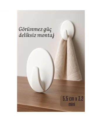 Mini Kendinden Yapışkanlı Duvar Askısı – 5.5 x 3.2 cm | İz Bırakmaz Güçlü Tutuş