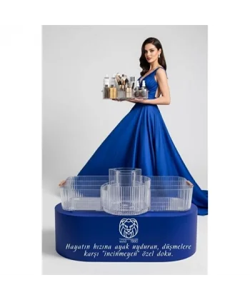 Moblen Luxury 33.5 cm Ortası Dönerli Bölmeli Makyaj ve Kozmetik Düzenleyici Organizer