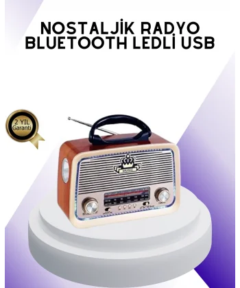 Nostalji Bluetooth Radyo FM AM SW Ahşap Eskitme Tasarım