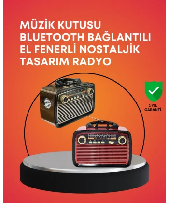 Nostaljik Radyo Görünümlü Bluetooth Hoparlör – FM/AM Yayın Kablosuz Bağlantı Şarj Edilebilir