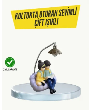Okuyan Çift Figürlü Dekoratif Gece Lambası Hediye Seçeneği