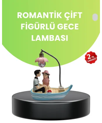 Oturan Çift Figürlü LED Masa Lambası Romantik Hediye