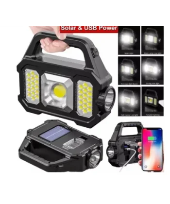 P-880a Solar Powerbanklı Şarjlı Taşınabilir Güçlü Fener