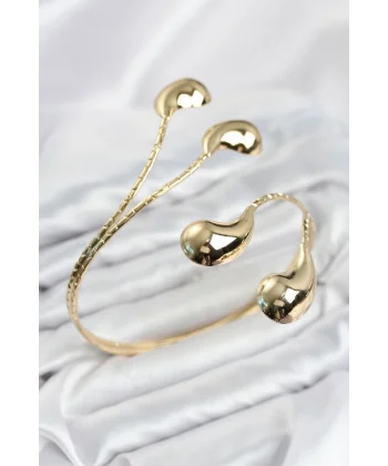 Pazu Bileklik Gold Renk Pirinç Damla Model
