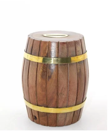 Pirinç Ahşap Fıçı Kumbara 12.5 Cm Wb535