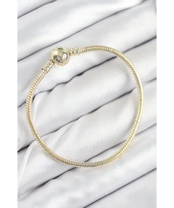 Pirinç Charm Topcuk Model Gold Renk Kadın Bileklik
