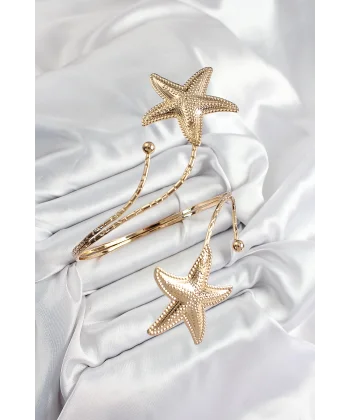 Pirinç Deniz Yıldızı Model Gold Renk Kadın Pazu Bileklik