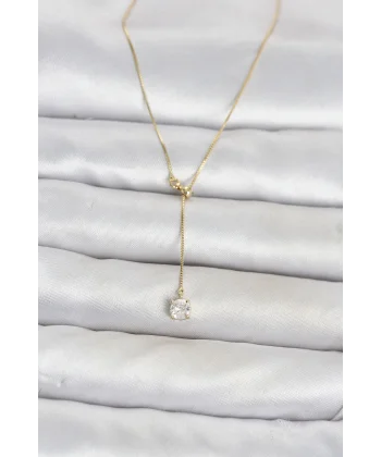 Pirinç Gold Renk Asansörlü Model Kadın Kolye