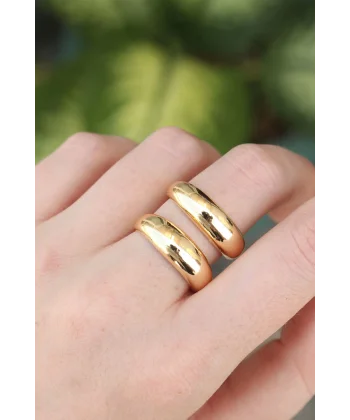 Pirinç Gold Renk Ayarlanabilir Şerit Yüzük