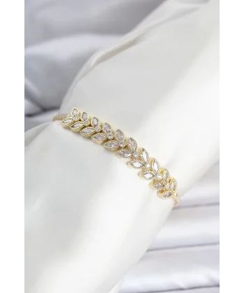Pirinç Gold Renk Başak Model Su Yolu Kadın Bileklik
